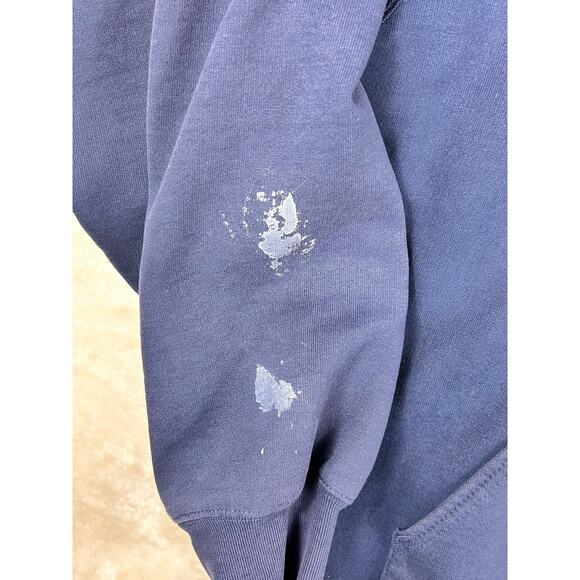 VTG 90s Carhartt Hoodie Pullover Spellout Sweatshirt Workwear K132 Navy Mens 2XL - Picture 8 of 8